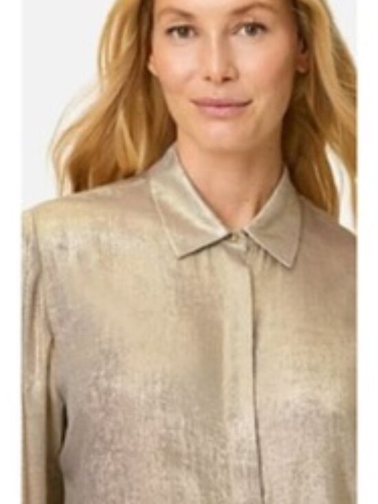 Kailier Tops - KAILIER Metallic Gold LSV Button-Down Shirt M